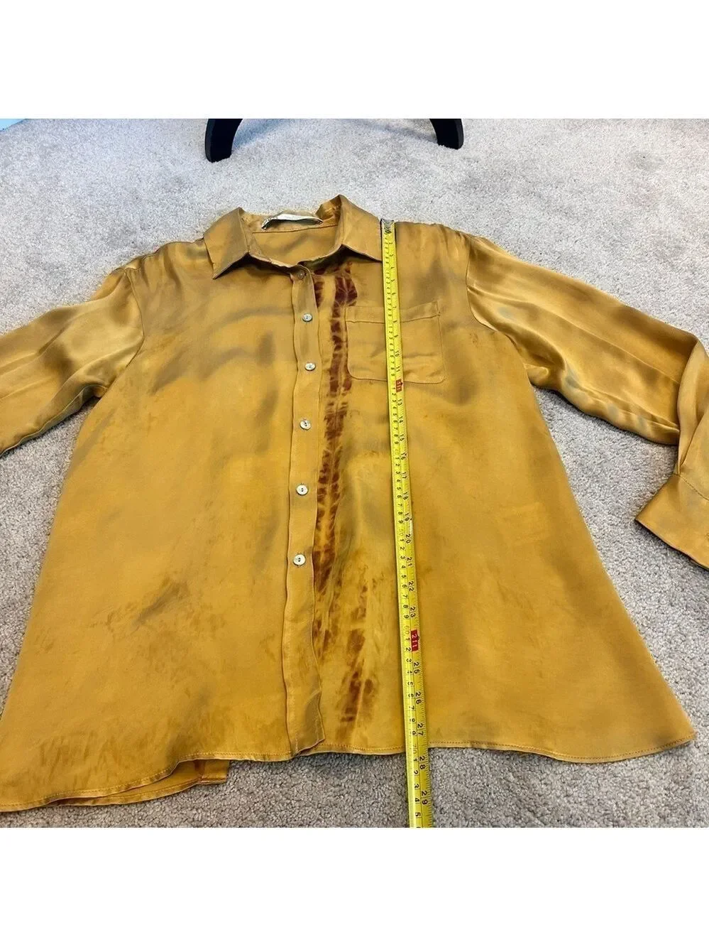 Zara studio collection mustard yellow artistic paint splatter blouse S NWOT RARE - Picture 13 of 15